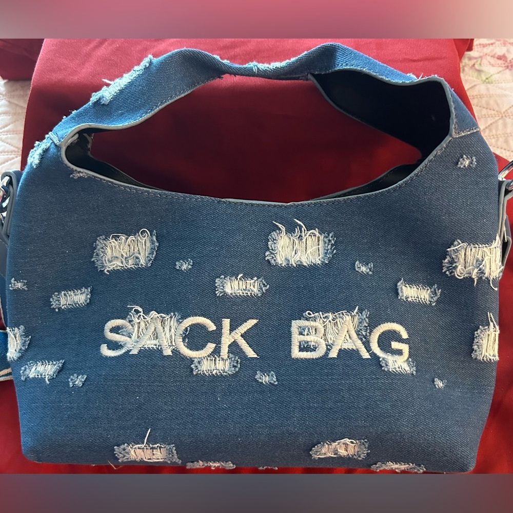 Distressed Blue Denim Handbag